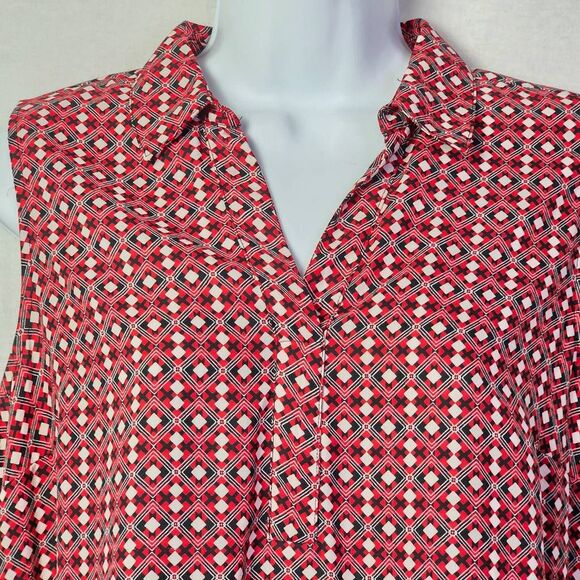 Dana Buchman Red Geometric Sleeveless Blouse Women’s M - Picture 2 of 7